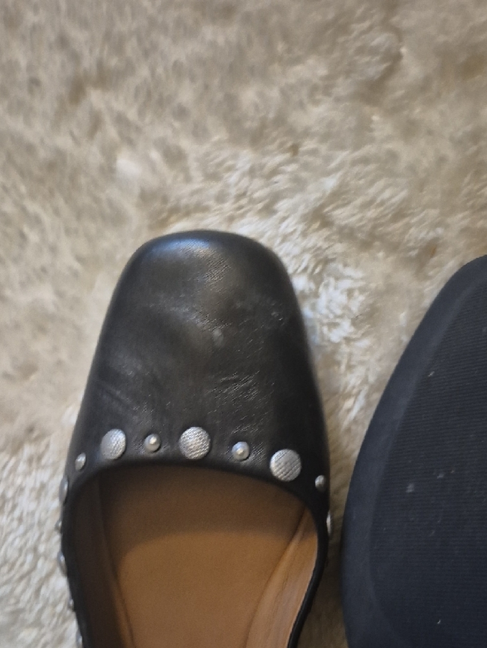 Free People Black Leather Studded Mary Jane Flats - Picture 4 of 5